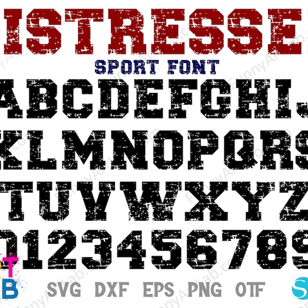 Sport Distressed Font Otf, Sport Distressed Letters svg, Varsity Distressed font, College font svg, Varsity Letters Png, Numbers Svg Cricut
