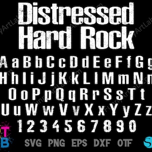 Fonte Distressed Hard Rock, letras Distressed SVG Cricut, fonte Rock svg Rocker Design, Rock Letters svg Rocker Shirt DIY svg Fonte Distressed