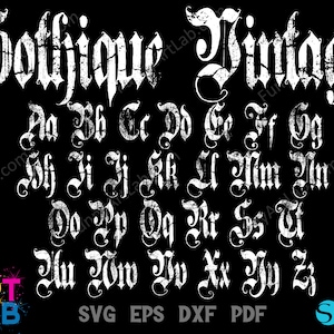 Fuente Gothique otf, Fuente vintage Svg, Letras Gothique Svg, Letras angustiadas SVG, Fuente Gothique angustiada Otf, Letras vintage Cricut Svg