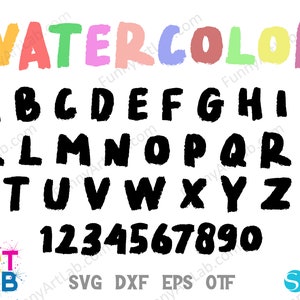 Fuente de acuarela Otf, Letras de acuarela SVG, Camisa de bebé diy, Camisa de cumpleaños del alfabeto de acuarela diy Fuente manuscrita Letras manuscritas svg