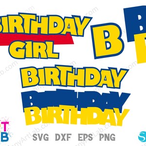 May include: A digital design file for a birthday girl. The design features the words "Birthday Girl" in yellow and red, and the letter "B" in blue and yellow. The design is perfect for creating birthday cards, invitations, or party decorations.