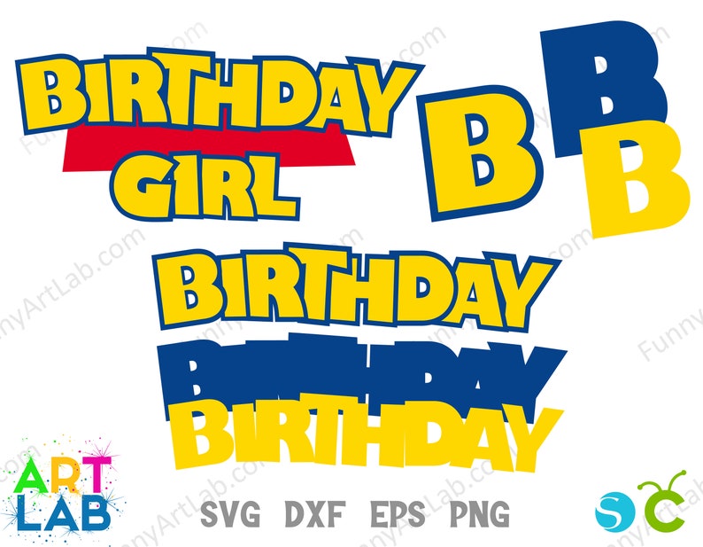 May include: A digital design file for a birthday girl. The design features the words "Birthday Girl" in yellow and red, and the letter "B" in blue and yellow. The design is perfect for creating birthday cards, invitations, or party decorations.