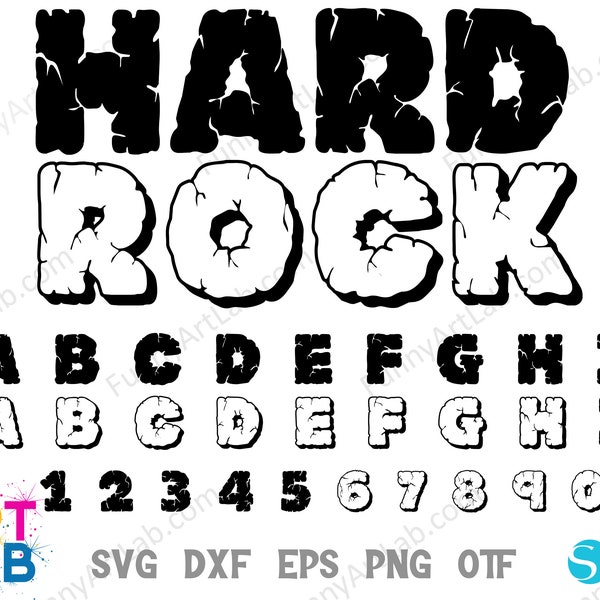 Hard Rock font, Hard Rock letters SVG Cricut Rock svg font Silhouette Rock font svg, Rock Font install, Rocker Shirt DIY svg Distressed font