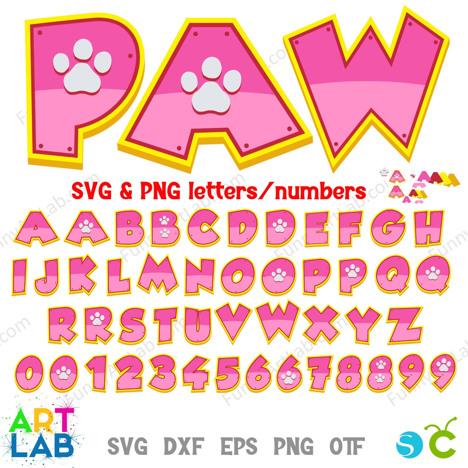 Paw Font Svg Png, Paw Letters Svg, Paw Birthday Letters Layered Cricut ...