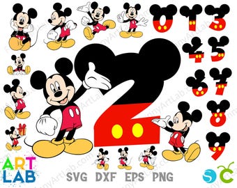 Mickey Svg Png, Números de Aniversário Png Svg Cricut, Banner de Aniversário Svg, Camiseta de Aniversário Faça Você Mesmo, Mickey Png Svg, Camiseta de Bebê Faça Você Mesmo, Aniversário do Mickey