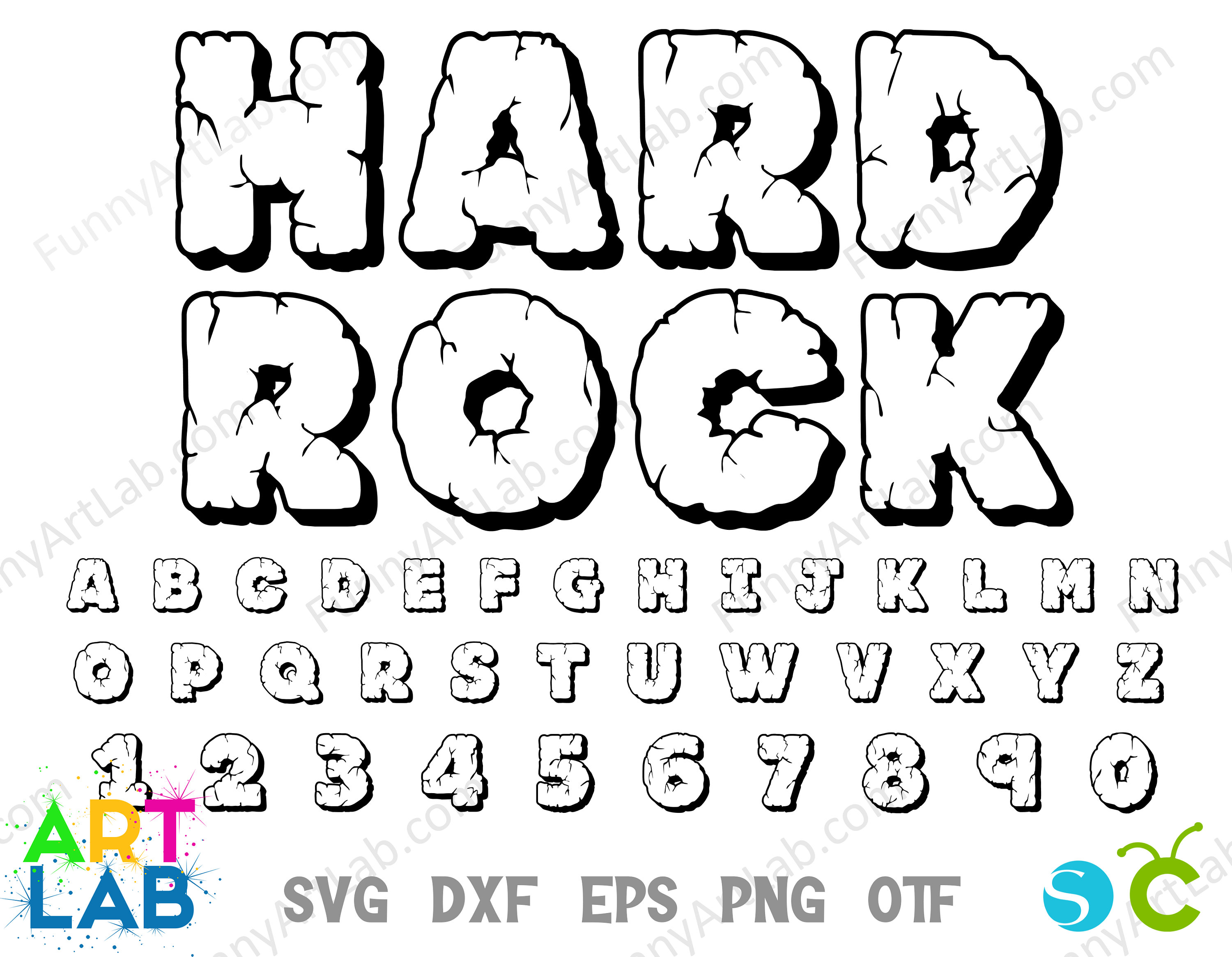 Hard Rock Font, Hard Rock Letters SVG Cricut Rock Svg Font Silhouette ...