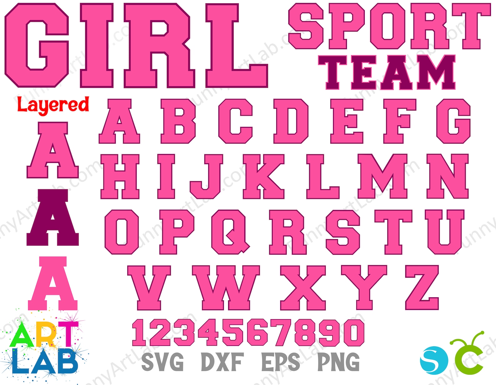 Girl Sport Letters Svg, College Letters, Varsity Letters Png, Varsity