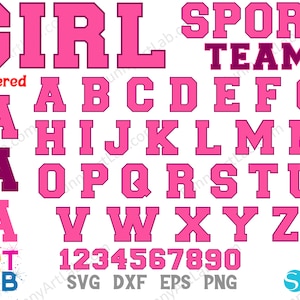 Girl Sport Letters Svg, College Letters, Varsity Letters Png, Varsity Alphabet Letters svg Cricut, College Svg Letters, Varsity Numbers Svg