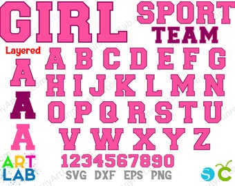 Girl Sport Letters Svg, College Letters, Varsity Letters Png, Varsity Alphabet Letters svg Cricut, College Svg Letters, Varsity Numbers Svg