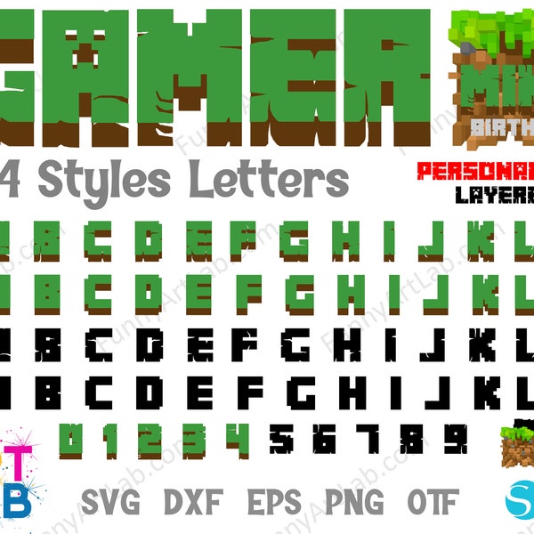 Gamer Svg Letters Layered, Gamer Personalized Svg Cricut, Game Letters Png, Game logo, Gamer Font Svg, Baby font otf, Gamer shirt DIY svg