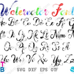 Letras de acuarela SVG, Fuente de acuarela otf, Camisa de bebé diy, Fuente manuscrita, Letras svg Cricut svg, Fuente hecha a mano svg Letras manuscritas
