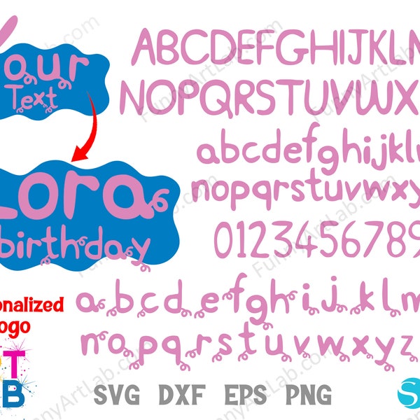 Bébé personnalisé Svg, bébé police SVG, bébé lettres Svg, lettres de cochon avec queues SVG PNG, cochon police Svg, cochon lettres Cricut, anniversaire chemise bricolage