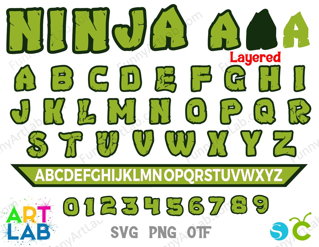 Ninja Letters Svg, Personalized Baby Shirt Diy, Ninja Font Svg, Baby