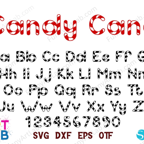 Candy Cane Font Svg, Christmas Letters Svg Cricut, Candy letters SVG, Candy Font Svg, Christmas Font SVG, Candy Svg, Candy Cane Font otf