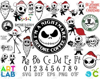 Kerst bundel nachtmerrie lettertype, kerst lettertype svg nachtmerrie kerstshirt Diy kerst Svg Vector Cricut Letters Svg kerst t-shirt