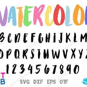 Letras de acuarela SVG, Fuente de acuarela otf, Letras manuscritas de acuarela svg, Fuente manuscrita Svg Cricut Fuente hecha a mano, Camisa de bebé diy