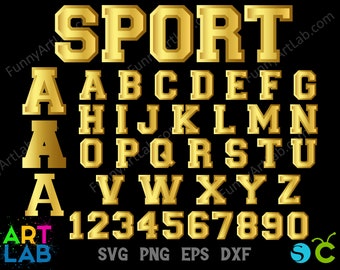 Varsity Letters Svg Png, Varsity Svg Letters Gold, College Letters svg, Sport Letters Png, College Svg Letters Cricut, Varsity Numbers Svg