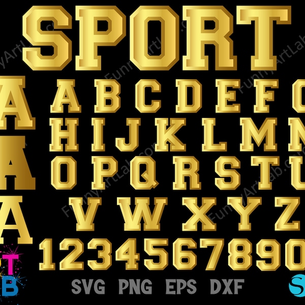 Varsity Letters Svg Png, Varsity Svg Letters Gold, College Letters svg, Sport Letters Png, College Svg Letters Cricut, Varsity Numbers Svg