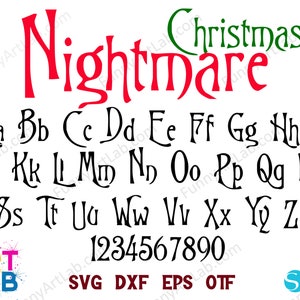 Arte divertido Pesadilla Navidad Fuente Otf, Letras de Navidad Svg Cricut, Fuente de Navidad Corte Svg, Letras de Navidad SVG Camisa de Navidad Diy
