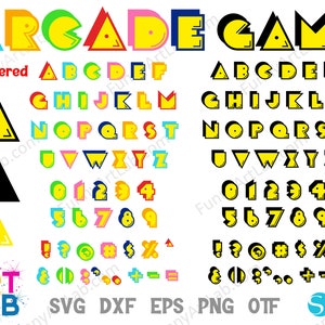 Arcade Gamer fuente Svg, Arcade Gamer Letters Layered Cricut, Gamer Font Svg, Baby font otf, Game Letters Png, Gamer camisa DIY, Game font svg
