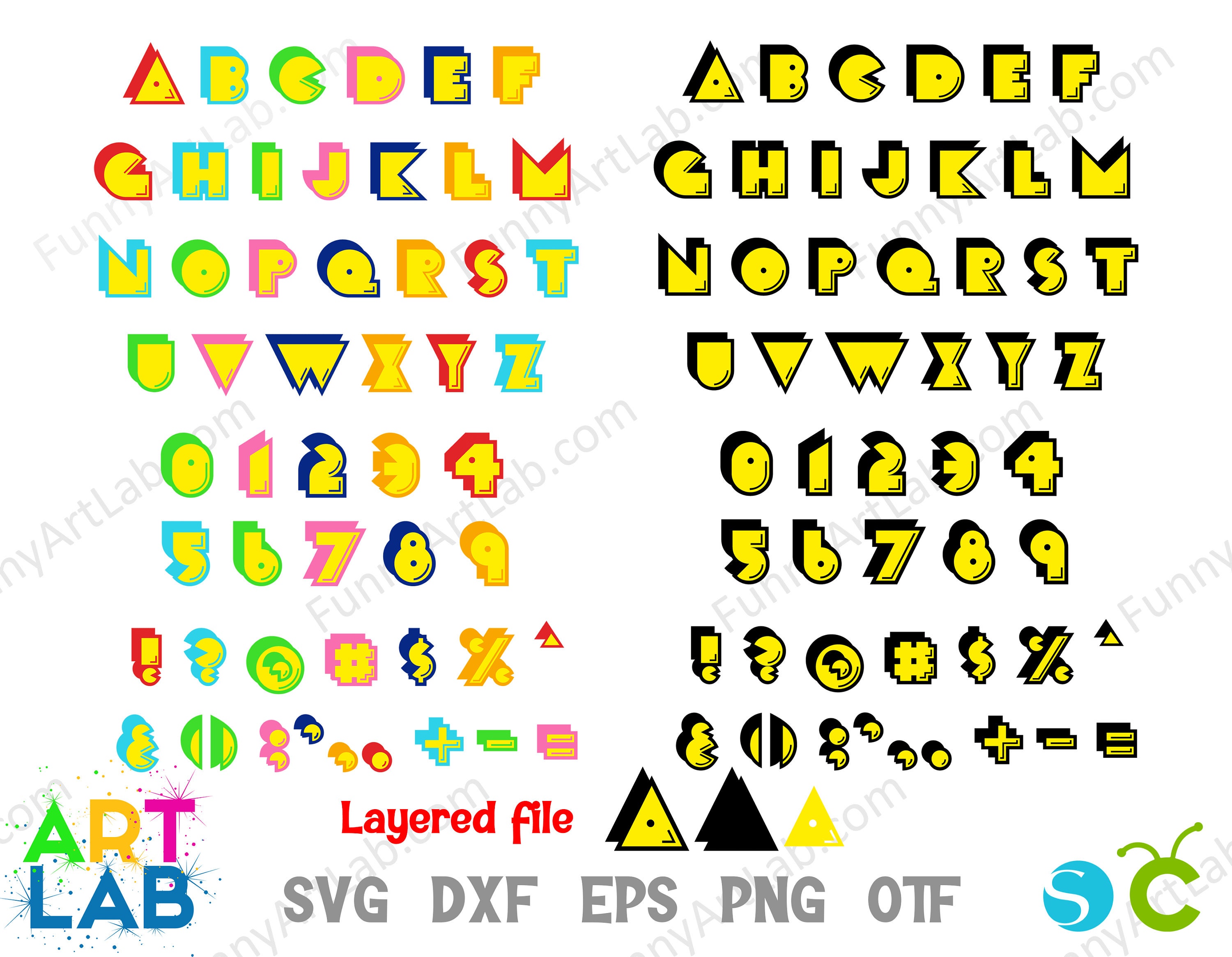 Arcade Game Font Svg Bundle, Arcade Game Letters Layered Cricut