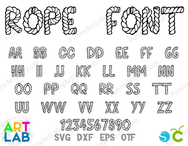 Cowboy Rope Fonts Bundle, Cowboy Letters Svg, Western Font OTF, Western ...