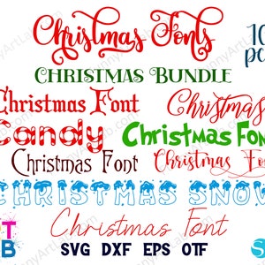 Pacote de fontes de Natal, letras SVG de Natal, fonte Cricut SVG de Natal, fonte OTF de Ano Novo, camisetas de Natal DIY, letras SVG de Natal cortadas