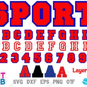 Fuente deportiva OTF, Letras deportivas svg, Fuente Varsity, Fuente universitaria svg, Letras universitarias Png Svg Cricut, Letras svg universitarias, Números universitarios Svg