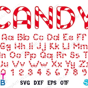 Arte engraçada Fonte Candy Cane Svg Candy Font Svg Letras de Natal Svg Cricut Letras Candy SVG Fonte de Natal SVG Candy Svg Candy Cane Font otf
