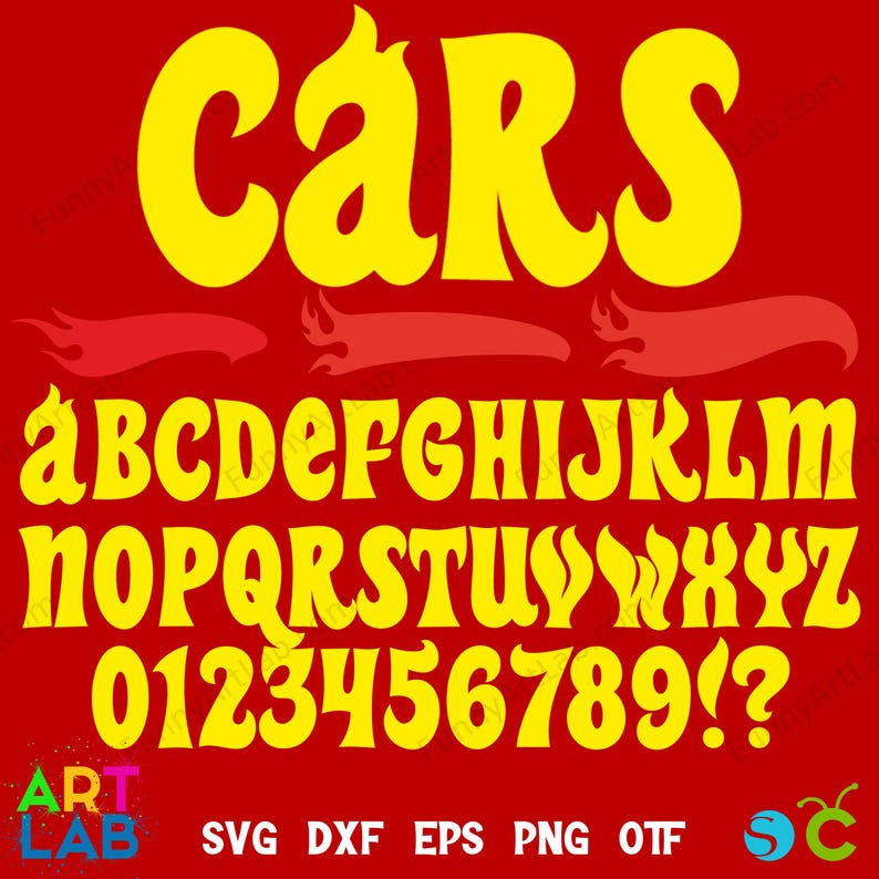 Cars Font OTF, Cars Svg, Hot Cars Letters Cricut Svg, Cars Font Svg ...