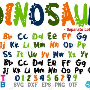 Letras de dinosaurio Svg, Fuente Dino otf, Camisa de dinosaurio diy, Fuente de bebé SVG, Fuente de dinosaurio, Silueta de letras svg de dinosaurio, Letras de dinosaurio Cricut