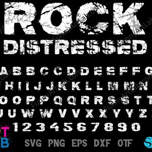 Fonte Distressed Rock, letras Rock SVG Fonte Cricut Rock svg Fonte Silhouette Rocker, instalação de fonte Rock, Rocker Shirt DIY svg Fonte Distressed
