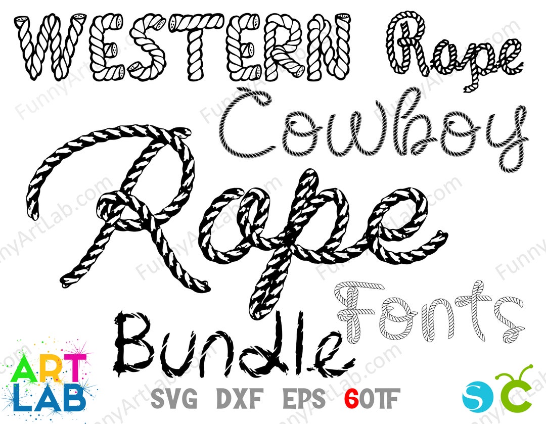 Cowboy Rope Fonts Bundle, Cowboy Letters Svg, Western Font OTF, Western