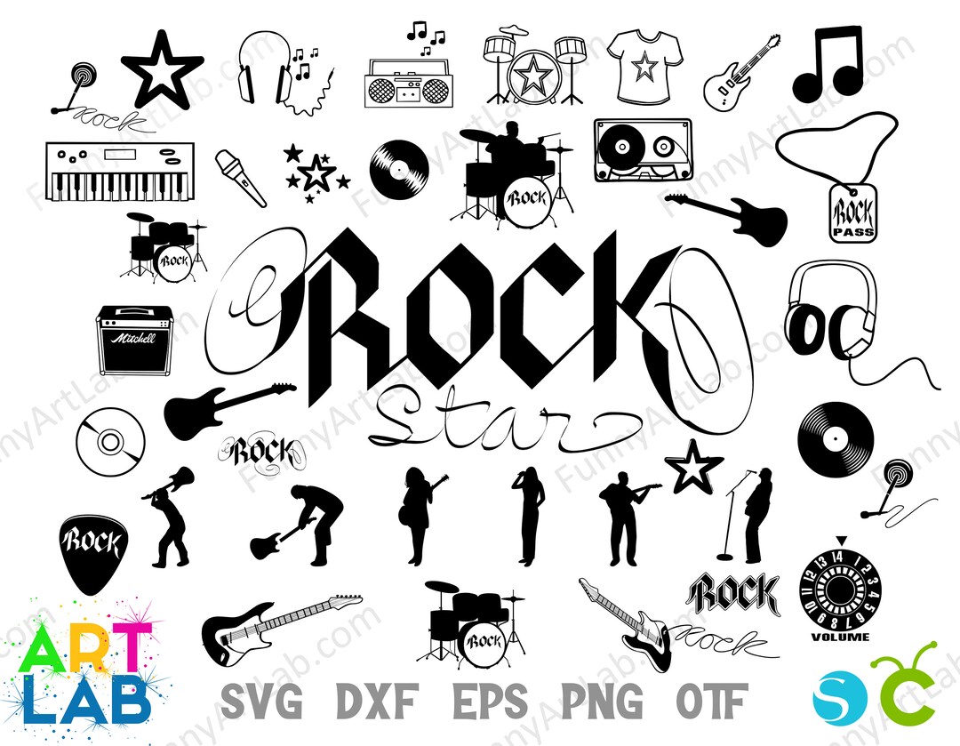Rock Bundle Svg Png, Rock Vector SVG, Rock Silhouette Svg, Rocker Svg ...
