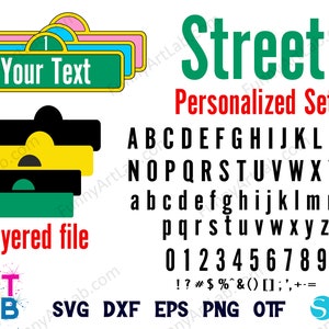Calle Svg, Letrero personalizado Logotipo personalizado Calle SVG Cricut Capas Calle PNG Fuente Calle Letras Calle Cortadas Svg Cartel de Cumpleaños Callejero Diy