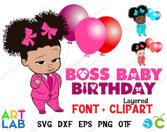 Afro Baby Boss Birthday Bundle Afro Boss Baby Font Svg Baby Boss Letters Png Boss Baby Girl Svg Cricut Boss Baby Svg Letters Birthday logo