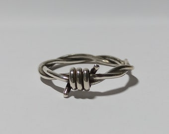 Barbed wire ring, goth ring, punk ring, edgy ring, silver ring, minimalistic ring, men's ring, women ring