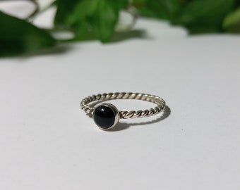 Anillo de ónix negro, anillo de plata de primera ley, anillo minimalista