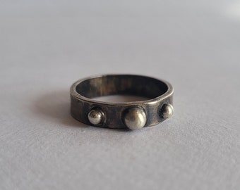 Silver droplets ring, handmade ring, blackened silver ring