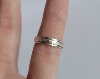 minimalist hammered sterling silver ring, handmade jewelry for men and women