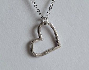 Herz Anhänger, Silber Herz Anhänger, Herz Halskette, einfache Herz Halskette, minimalistische Herz Halskette