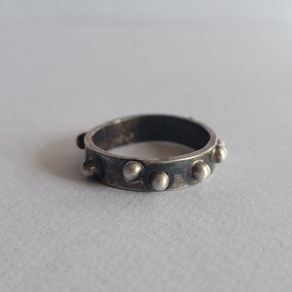 Silver droplets ring, handmade ring, blackened silver ring