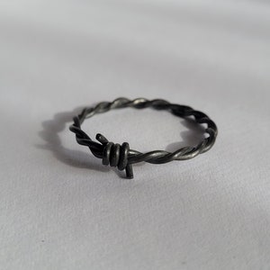 Handmade Sterling Silver Barbed Wire Ring: Goth Punk Jewelry