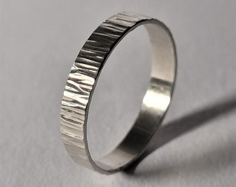 Anillo de plata de corteza de árbol, anillo minimalista, anillo de plata, joyería de plata, anillo de hombre, anillos para hombre, anillos para mujer