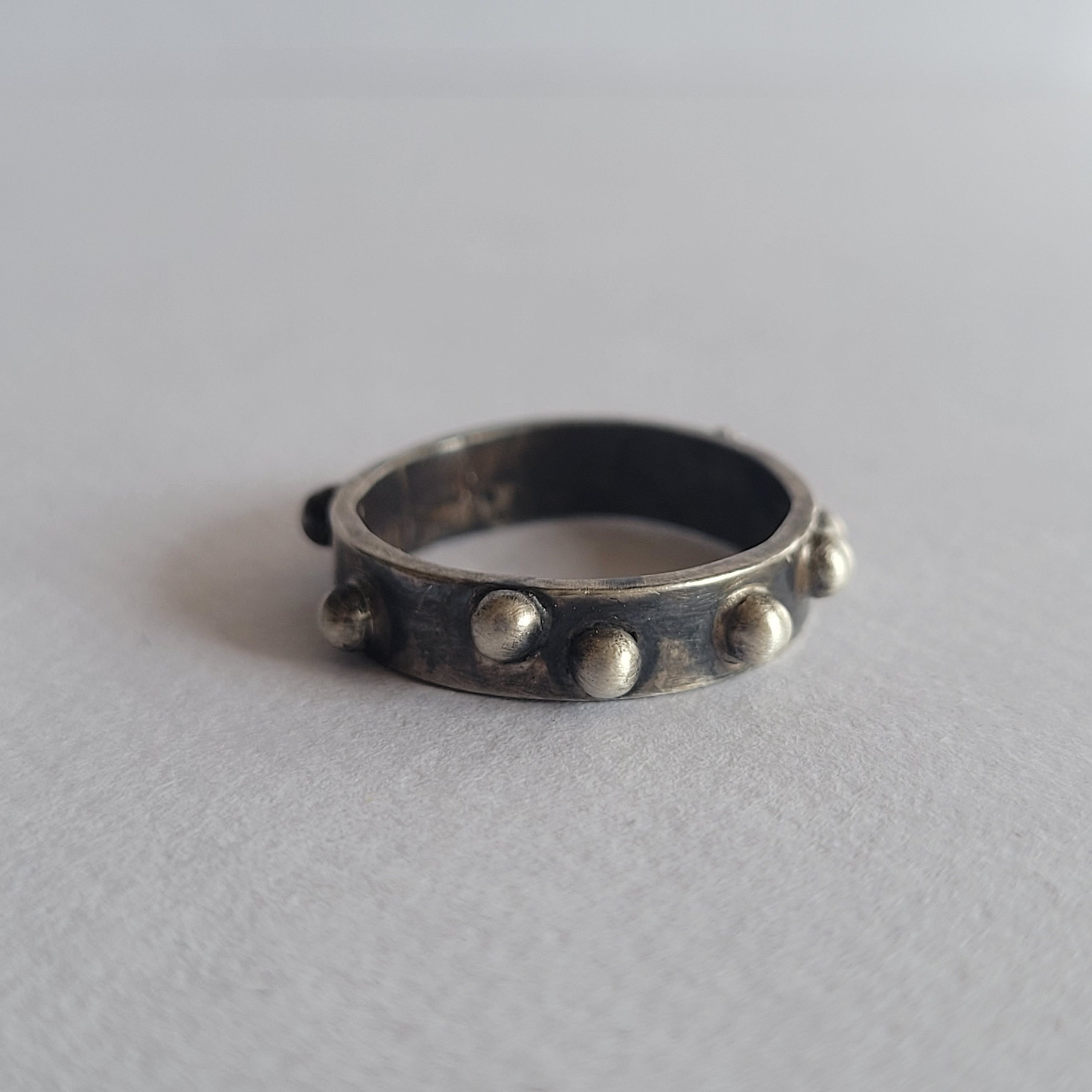 Handmade Blackened Sterling Silver Droplets Ring