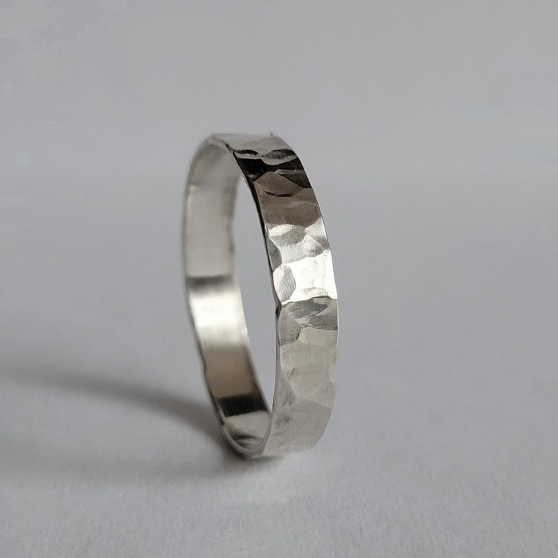 Minimalistic silver ring with hammered pattern, minimalistic jewelry, silver ring, hammered ring image 1