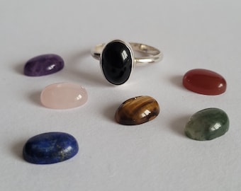 Anelli di pietre preziose naturali, anello di pietre preziose, anello minerale, anelli di pietre preziose multicolori