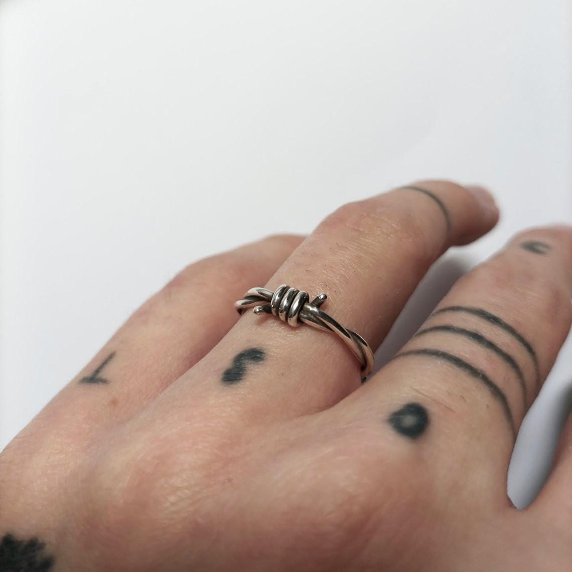Barbed Wire Ring, Goth Punk Sterling Silver Handmade Jewelry