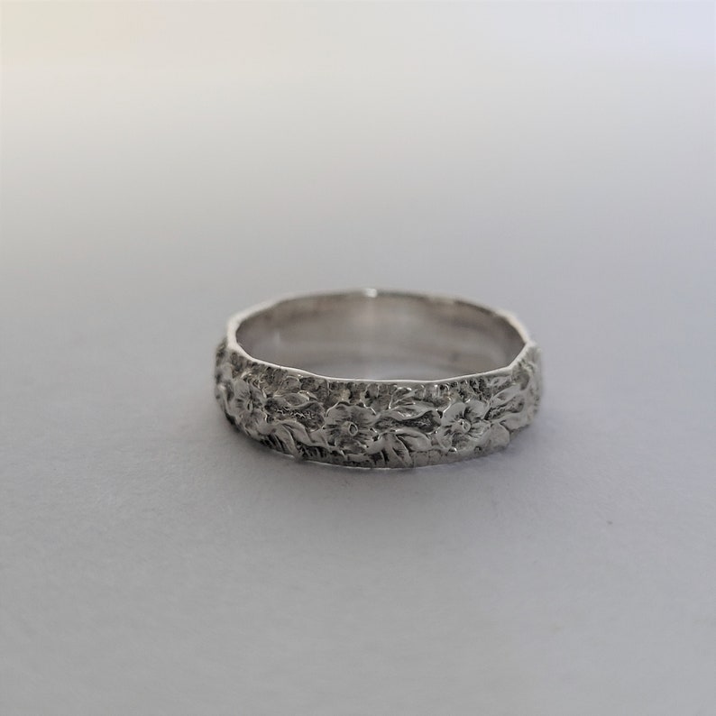 Anillo de flores, anillo de flores de plata, anillo floral, anillo de plata vintage, joyería de plata de primera ley, anillos de mujer imagen 2