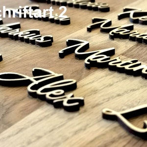 Hochzeit Deko Geschirr Tischkarten Holz Laser Namen Platzkarten personalisierte Gastnamen Name Personalisierte Tischdekoration Weihnachten Bild 3